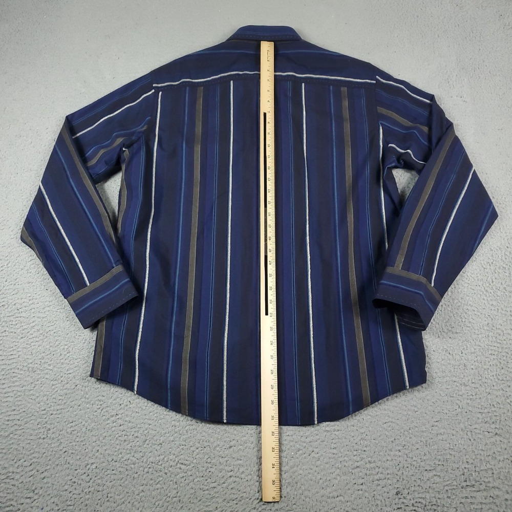 Bugatchi Uomo Shirt Mens Large Blue Striped Casual Button Up Long Sleeve - Picture 3 of 6